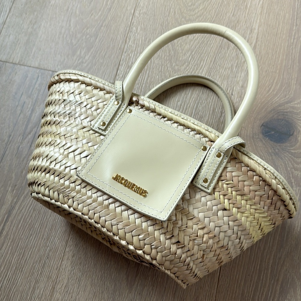 Jacquemus Le Petit Panier Soli Wicker Top Handle Bag broken piece on back!! - Picture 15 of 17